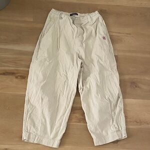 Urban Outfitters Cream Corduroy Pants with Pink Detail